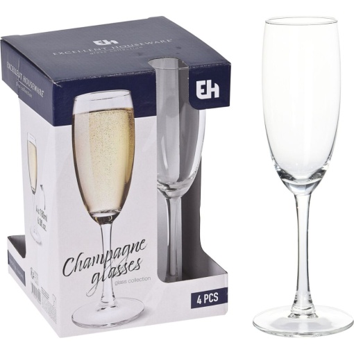 Set 4 pahare cu picior pentru șampanie 180ml