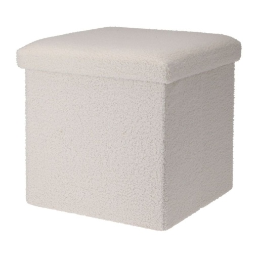 Taburet pliabil cu spațiu de depozitare - Storage Solutions®, tip cutie, otoman, culoare alb, 38x38x38 cm