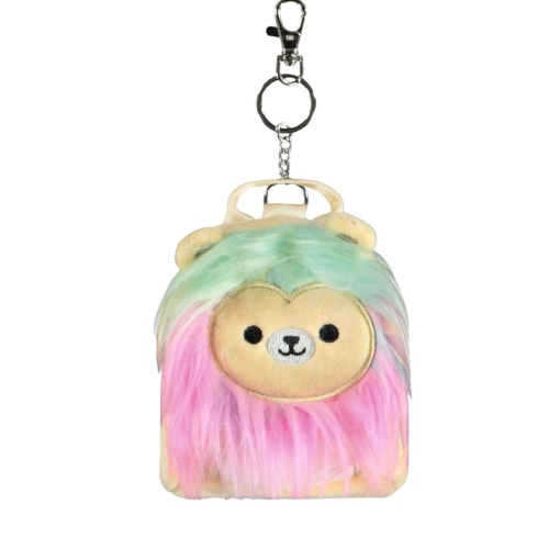 Breloc mini-rucsac, Squishmallows, leul Leonard, multicolor pastel, 11x9x5 cm, brand Difuzed