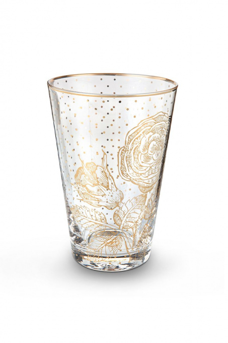 Pahar apă, Pip Studio, Golden Flower, 370ml, colecția Royal White