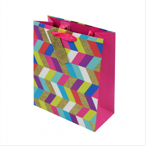 Punga cadou hartie M Colorful Zigzag