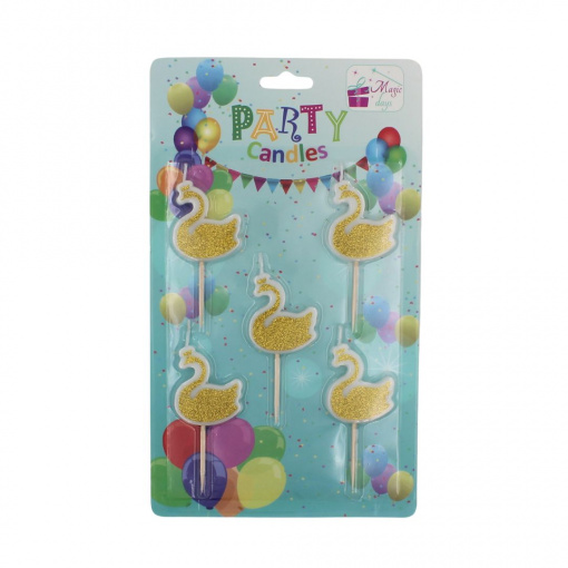 Set 5 lumânări party lebede aurii