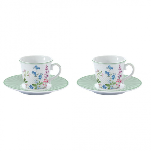 Set porțelan 2 cești și farfurii 80ml Floraison