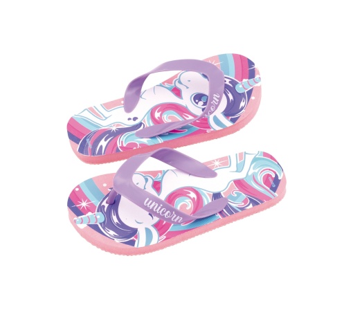 Papuci Flip-flops, pentru copii, model unicorn, culoarea mov, Arditex