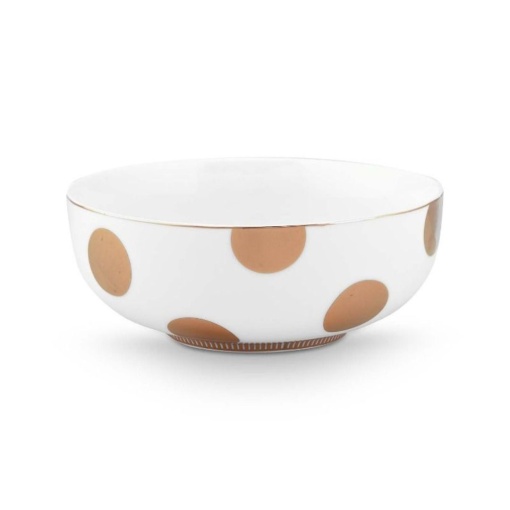 Set 2 boluri, din porțelan, Pip Studio, Dot Delight White-Gold, 15 cm, colecția Dot Delight