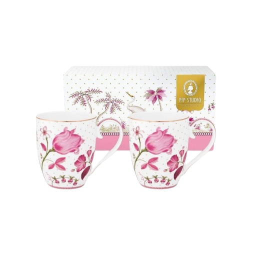 Set 2 căni, din porțelan, Pip Studio, Tulip Pink, 450 ml, colecția Jolie