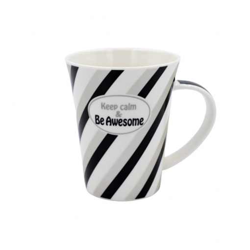 Cană din porțelan personalizată cu mesaj "Keep calm and Be Awesome"