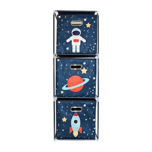Dulap modular 3 rafturi și 3 cutii depozitare Space
