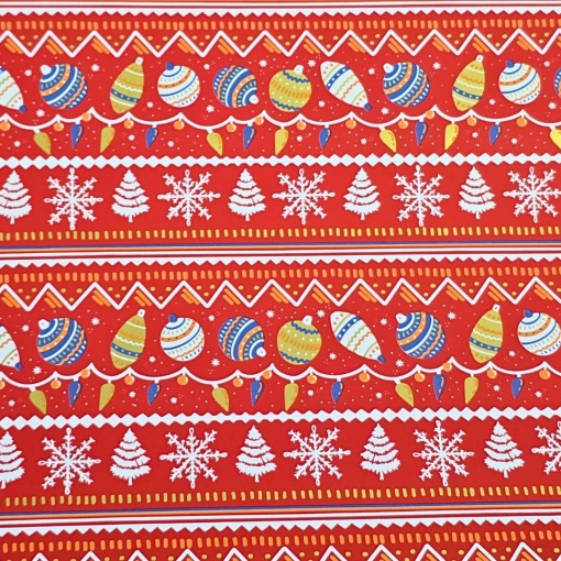 Hârtie mată pentru ambalat cadouri, dans de globuri și linii zig-zag, decor de Crăciun, 200x70 cm