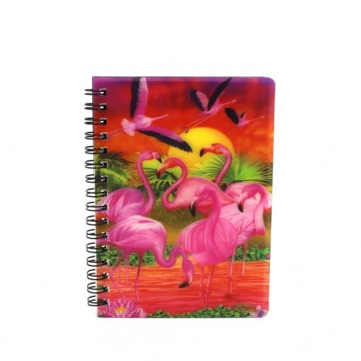 Carnețel zoo, cu spirală, 3D, Flamingo Lingo