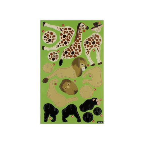 Puzzle 3D 17 piese animalute multicolor
