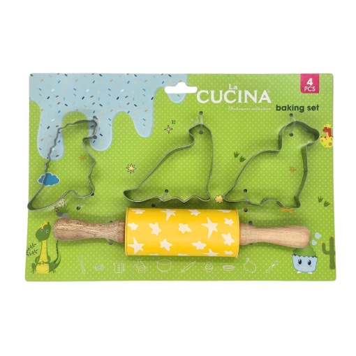 Set 3 forme cu sucitor, model dinozauri, pentru prăjituri