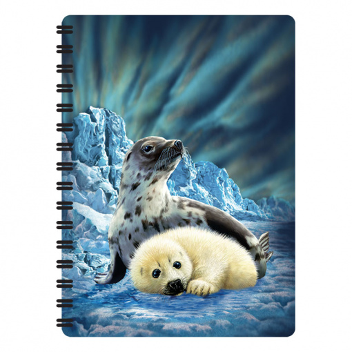 Carnețel zoo, cu spirală, 3D, "LiveLife - Harp seals"