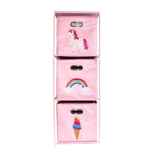 Dulap modular 3 rafturi și 3 cutii depozitare Unicorn