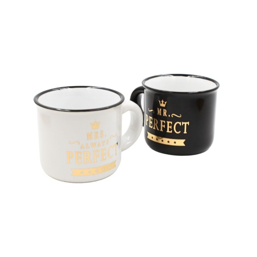 Set 2 Cești Espresso, Nekupto – “Mr. Perfect & Mrs. Always Perfect”, 2 x 80 ml