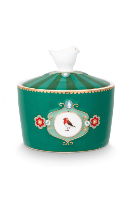 Zaharniță porțelan, Pip Studio, Medallion Emerald-Green, 300ml, colecția Love Birds