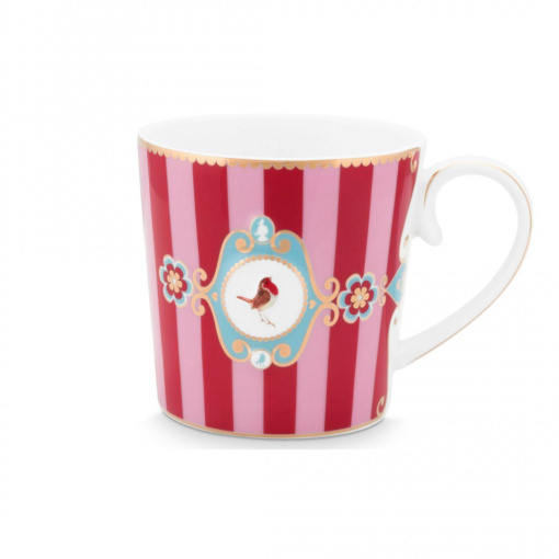 Cană porțelan, Pip Studio, 250ml, colecția Love Birds, cu dungulițe