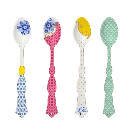 Set 4 lingurițe de ceai, din porțelan, Pip Studio, 13 cm, colecția Royal Multi