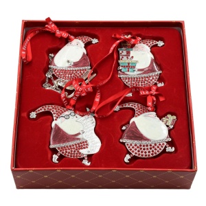 Set cadou Bailey & Brooke, 4 decorațiuni metalice cu Moș Crăciun