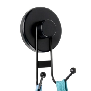 Agățătoare pentru prosop, Bathroom Solutions, prindere cu ventuză, negru mat, max 3.5 kg, 7x5.5x12 cm