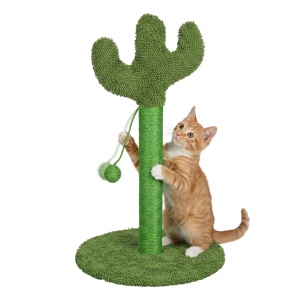 Ansamblu de joacă și stâlp sisal pentru pisici, Jumi, model cactus verde, 43 cm