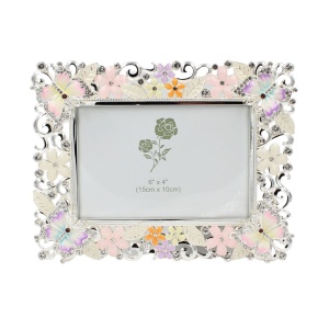 Ramă Foto AZAY cu Flori și Fluturi, 15x10 cm, Ramă Foto Decorativă cu Cristale, Cadou Elegant Femei, Cutie Cadou Inclusă