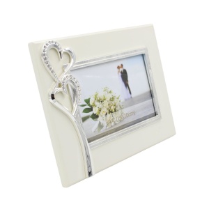 Ramă Foto AZAY cu Inimi și Cristale, 15x10 cm, Ramă Foto Romantică pentru Cuplu, Cadou Nuntă / Aniversare, Cutie Cadou Inclusă
