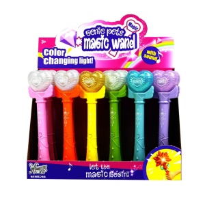 Baghetă magică portocalie cu inimă – jucărie interactivă cu lumini led și sunete, Genie Pets, Whimsy Workshop