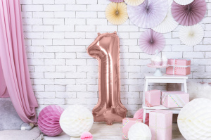 Balon cifra 1, roz, 35 cm