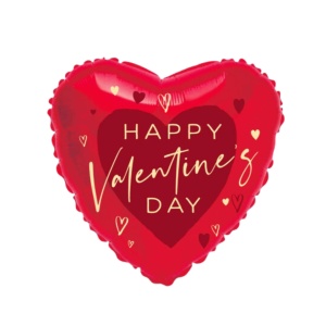 Balon din folie, pentru ziua îndrăgostiților, model Happy Valentine's Day, formă inimioară, 45.7 cm