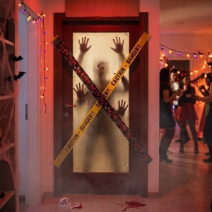 Bandă decorativă, pentru Halloween, model avertizare, 6m