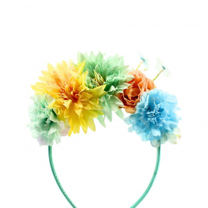 Coroniță de păr, turcoaz cu floricele, Zooky, accesoriu elegant pentru fete și evenimente speciale