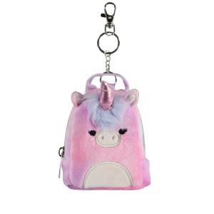 Breloc mini-rucsac, Squishmallows, unicornul Lola, roz pastel, 11x9x5 cm, brand Difuzed