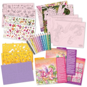 Caiet de schițe creativ, Forest Nebulous Horses, Nebulous Stars - 250 stickere, 80 șabloane, 12 creioane colorate și 35 pagini de schițe