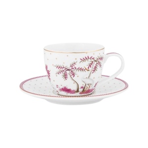 Cană espresso cu farfurioară, Pip Studio, Dots Gold Pink, 120 ml, colecția Jolie