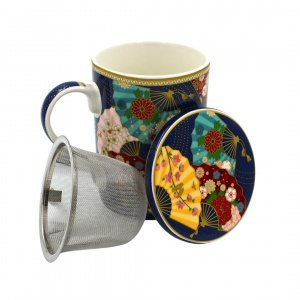 Cană porțelan Kyoto cu capac și infuzor 350ml