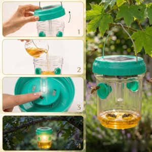 Capcană solară pentru insecte, cu LED, 7x9 cm, culoare verde