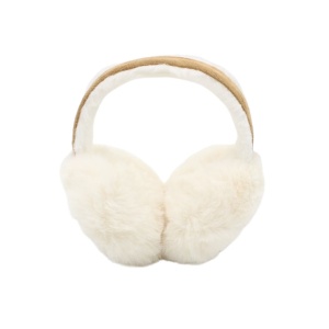 Căști pufoase pentru urechi, Antonio, cu aspect de piele întoarsă, culoarea camel, one size