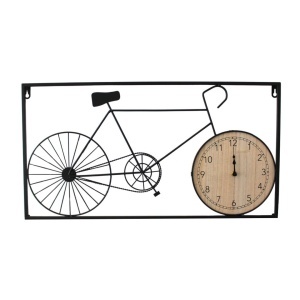 Ceas de perete decorativ cu design bicicletă – metal și MDF, 60x32 cm