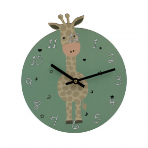 Ceas de perete pentru camera copilului, 25x29 cm, model girafă