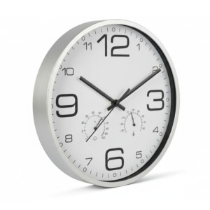 Ceas decorativ de perete cu termometru și higrometru, design modern, mecanism quartz