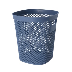 Coș de gunoi 12.5L, din plastic reciclat, model perforat, albastru