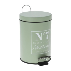 Coș de gunoi N°7, cu pedală, capacitate 3l, culoarea verde, 17x24.5 cm
