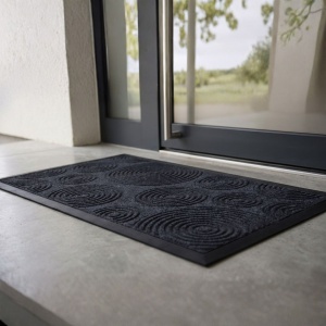 Covor de intrare cauciuc 40x70 cm, gri închis, model cerculețe