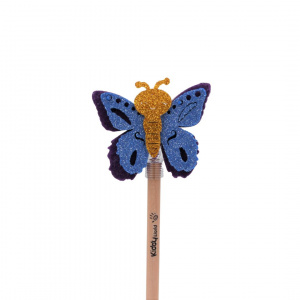 Creion figurina Fluture mov aripi albastre 22cm - Img 1