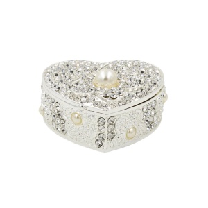 Cutie Bijuterii în Formă de Inimă 5x5 cm cu Perle și Strasuri AZAY – Casetă Bijuterii Elegantă, Cutie Inel, Cadou Romantic Femei, Ambalaj Premium