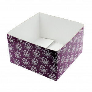 Cutie de cadou cu tissue paper, fundiță decorativă și minifelicitare - Magenta Flower