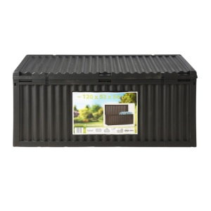 Cutie de depozitare pentru exterior cu capac, plastic rezistent, 120 x 52 x 54 cm, negru