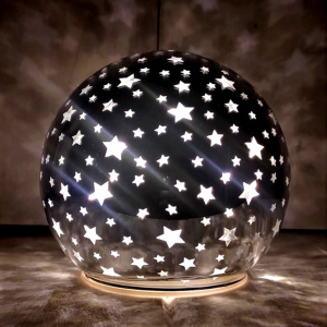 Decorațiune Edelman - Glob argintiu mic, cu leduri