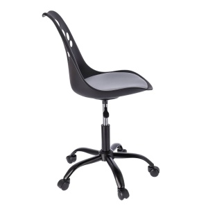 Scaun de birou ergonomic pivotant Joy, reglabil pe înălțime, cu roți și pernă de șezut, negru/gri
